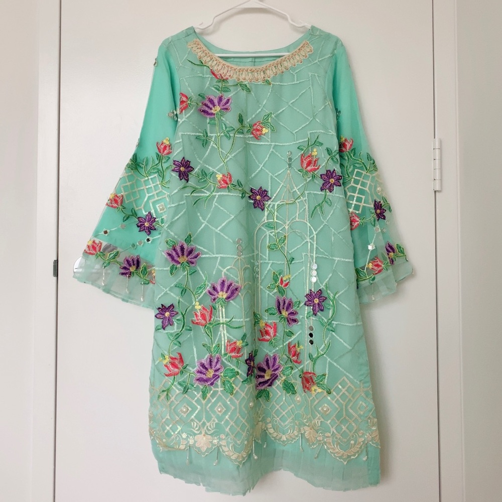 ISHRINA COUTURE Pakistani Mint Salwar Suit 3 Piece